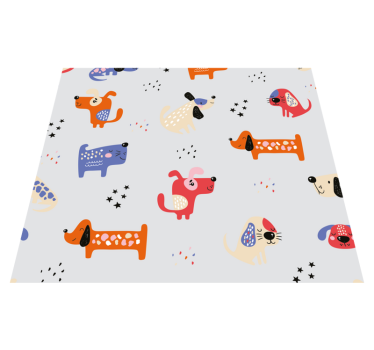 Vinylmatta sovrum med illustrerade hundar - Tenstickers