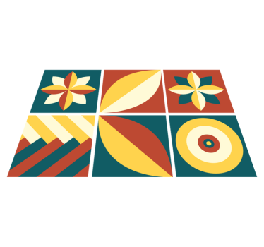 Vinylmatta geometrisk grön och orange mönster - Tenstickers