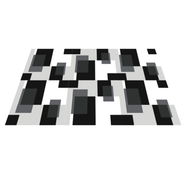 Vinylmatta geometrisk i svart och vita färgblock - Tenstickers