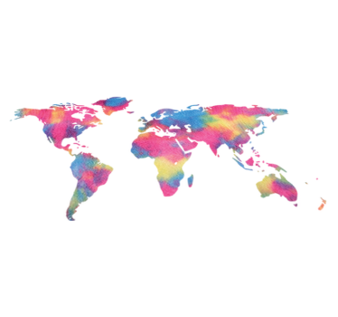 Vinylmatta världskarta med tie dye-mönster - Tenstickers