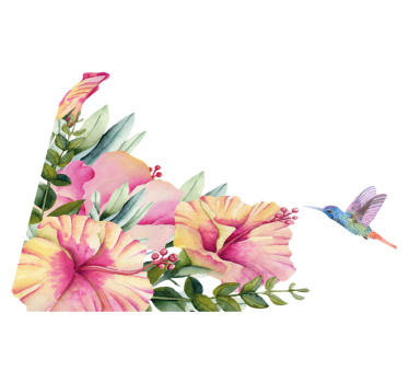 Vinylmatta badrum blommor med kolibri - Tenstickers
