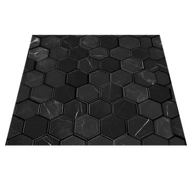 Vinylmatta badrum hexagon svart - Tenstickers