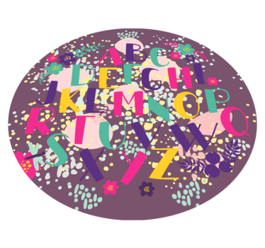 Blommig alfabetet vinyl matta - Tenstickers