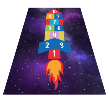 Raketformad hopscotch spel vinyl matta - Tenstickers