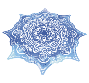 Blå akvarell mandala vinylmatta - Tenstickers