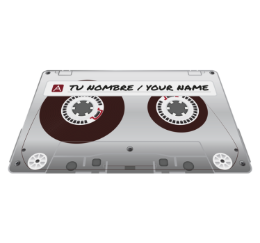 Matta pvc radiokassett med namn vintage - Tenstickers