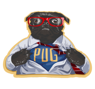 Retro vinylmatta - hund med glasögon - Tenstickers