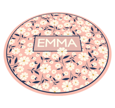 Personlig blommig cirkel Vinylmatta namn - Tenstickers