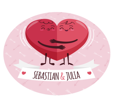 Personlig hjärta illustration Vinylmatta namn - Tenstickers