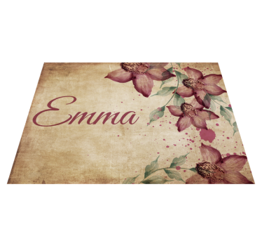Vintage blommig orkidé personaliserad vinyl matta - Tenstickers