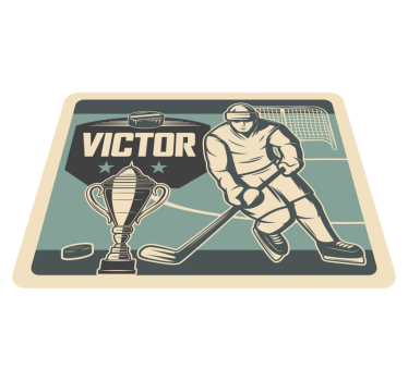 Hockeyspelare med namnet barn vinyl matta - Tenstickers