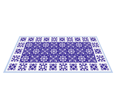 Härlig vit och blå kakelmatta - Tenstickers