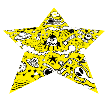 Främmande doodle stjärna Vinylmatta Barn - Tenstickers