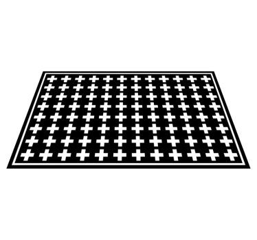 Vit och svart kors minimalistisk matta - Tenstickers
