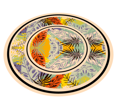 Botaniskt cirkulärt motiv Vinylmatta blommor och växter - Tenstickers