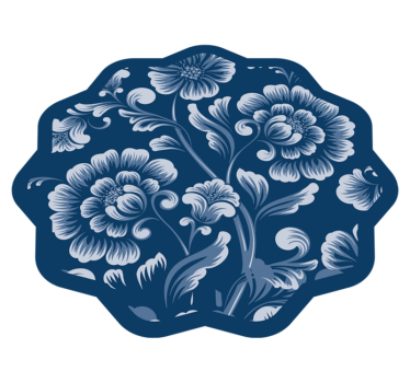 Elegant blå blommor matta - Tenstickers