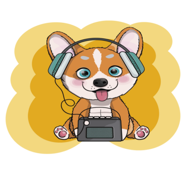Valp hörlurar illustration Andra Vinylmattor - Tenstickers