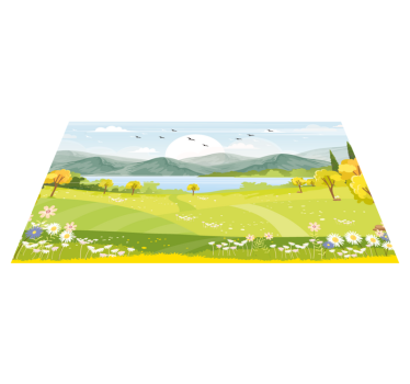 Tecknad bergslandskap vinylmatta - Tenstickers