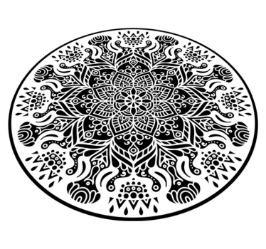 Svart och vit mandala matta - Tenstickers