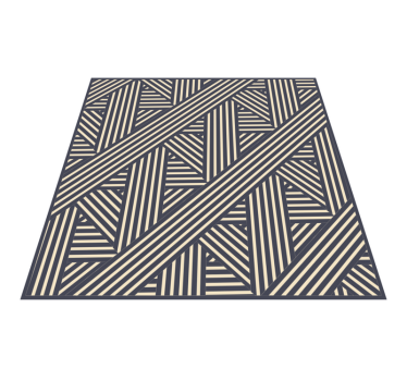 Vit och beige blå randig vinylmatta randmatta - Tenstickers
