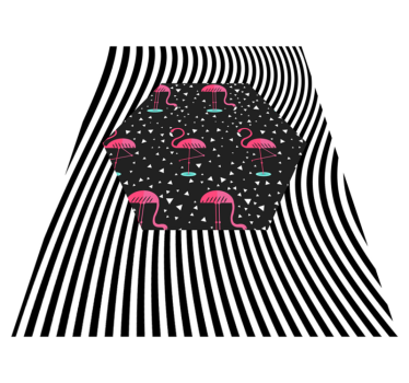 Flamingo randig sexkant Vinylmatta djur - Tenstickers