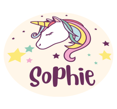Unicorn bakgrundsdesign med namn personlig vinyl matta - Tenstickers