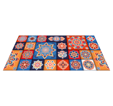 Färgglada blommor kakel vinyl matta - Tenstickers