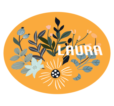 Anpassade blommiga emblem Vinylmatta namn - Tenstickers