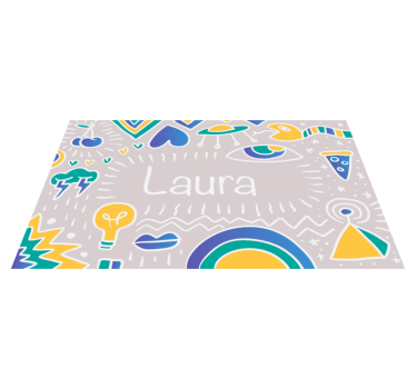 Doodling konst med namn personlig vinyl matta - Tenstickers