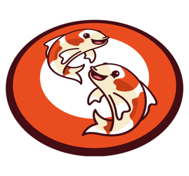 Lekfull koi cirkel Vinylmatta djur - Tenstickers