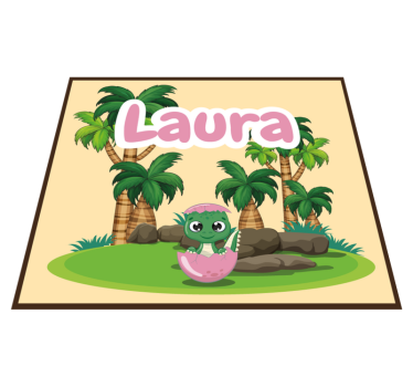 Personlig dinosaurie scen Vinylmatta namn - Tenstickers