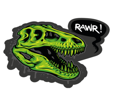 Dinosauriehuvudillustration med text rawr djurmatta - Tenstickers