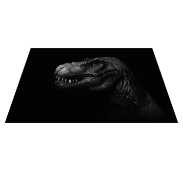 Realistisk och elegant dinosaurie på svart bakgrund djurmatta - Tenstickers