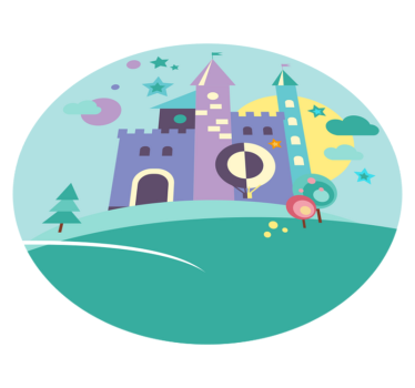 Söta tecknade slott barn vinyl matta - Tenstickers