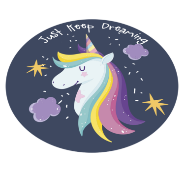 Bara fortsätt drömma med unicorn barn vinyl matta - Tenstickers