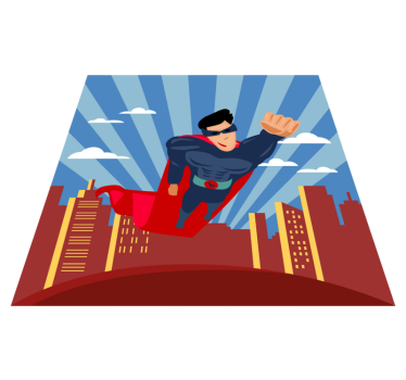 Superhjälte flygande barn vinyl matta - Tenstickers
