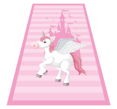 Enhörning med prinsessa slott barn vinyl matta - Tenstickers