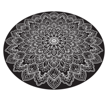 Svartvitt mandala vinylmatta - Tenstickers