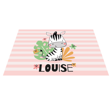 Anpassningsbar zebra Vinylmatta namn - Tenstickers
