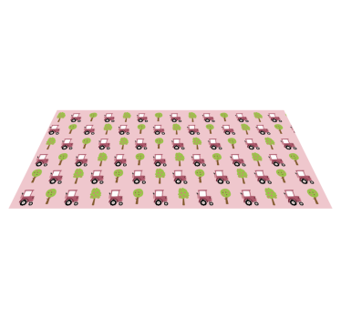 Rosa traktormönster barn vinyl matta - Tenstickers