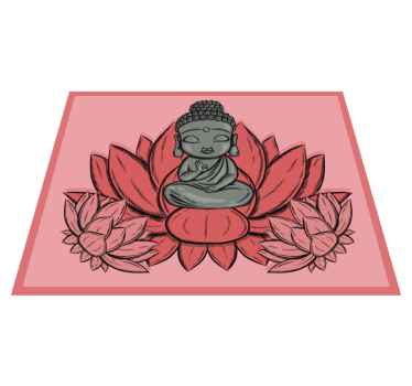 Lotus och tecknad buddha blomma matta - Tenstickers