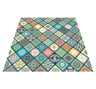 Mandala-tema färgglada brickor vinylmatta - Tenstickers