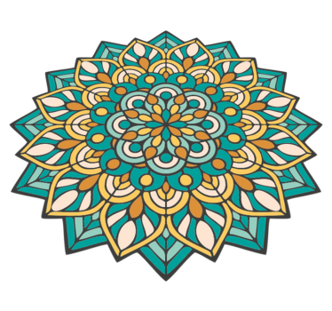 Mandalagrön och orange mandalamatta - Tenstickers