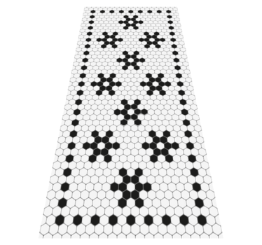 Svart och vit mosaik kakel matta - Tenstickers