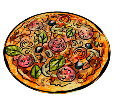 Tecknad pizza kök vinyl matta - Tenstickers