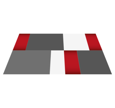 Röda, vita och grå moderna fyrkantiga plattor geometriska mattor - Tenstickers