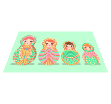Ryska docka prickar barn vinyl matta - Tenstickers