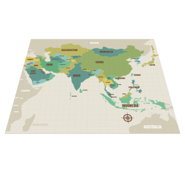 Kort av asien vinyl karta matta - Tenstickers