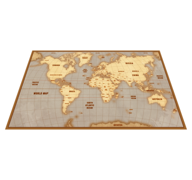 Vintage beige layout Vinylmatta Världskarta - Tenstickers