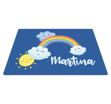 Regnbåge och moln personlig vinylmatta - Tenstickers